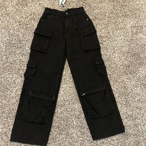 Black cargo jeans.  fashion nova